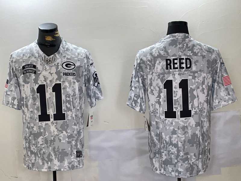 Mens Green Bay Packers #11 Jayden Reed Arctic Camo 2024 FUSE Salute to Service Limited Stitched Jersey Dzhi